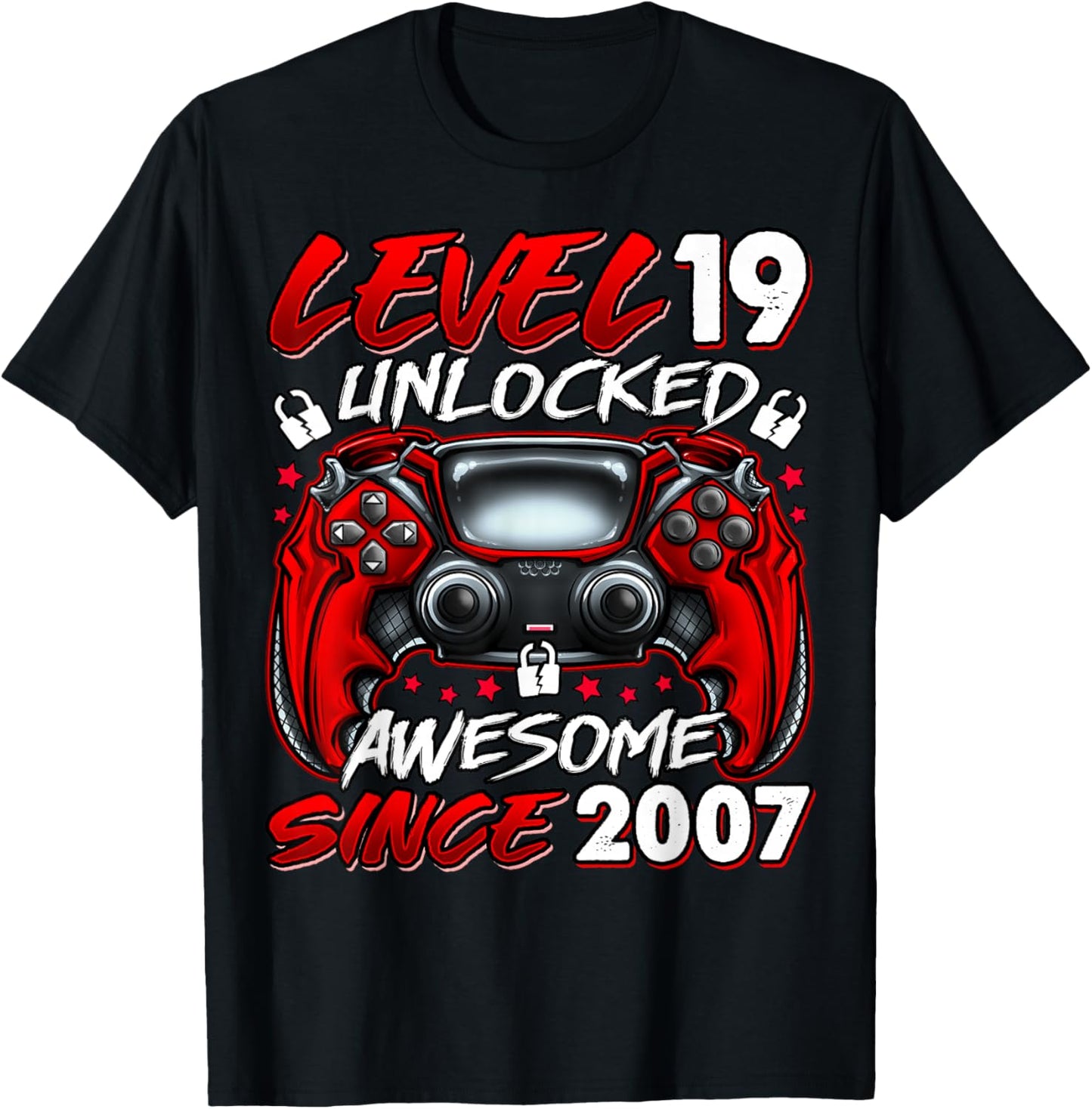 Level 19 Unlocked 19 Year Old Gifts Boys 19th Birthday Boy T-Shirt - T-Shirt | Black