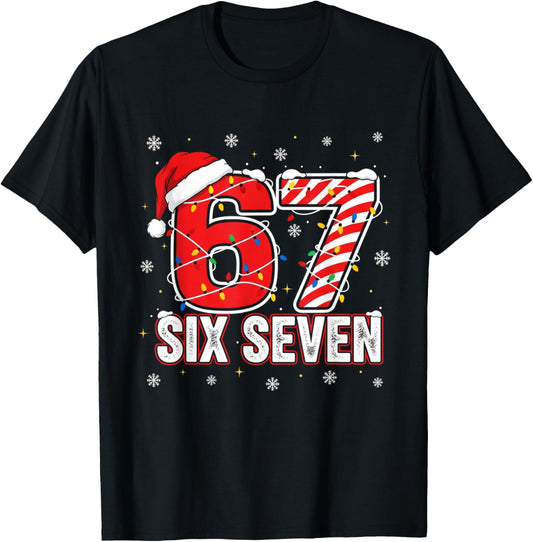 Funny Six Seven 67 Christmas Holiday Women Kids Xmas T-Shirt - T-Shirt | Black