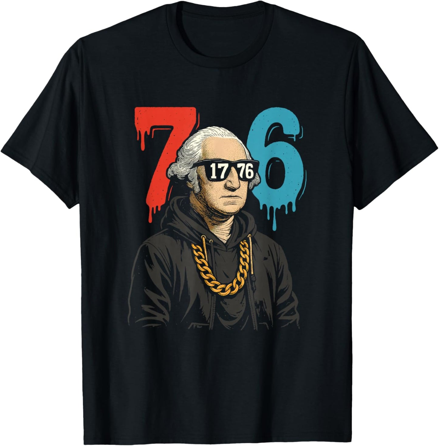 1776 Drip 67 George Washington Patriotic Funny T-Shirt - T-Shirt | Black