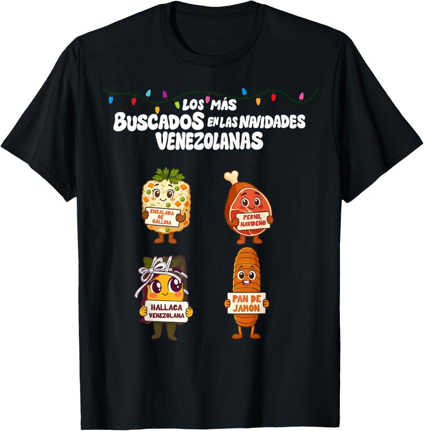 Diseño de comida Venezolana divertida para Navidad T-Shirt - T-Shirt | Black
