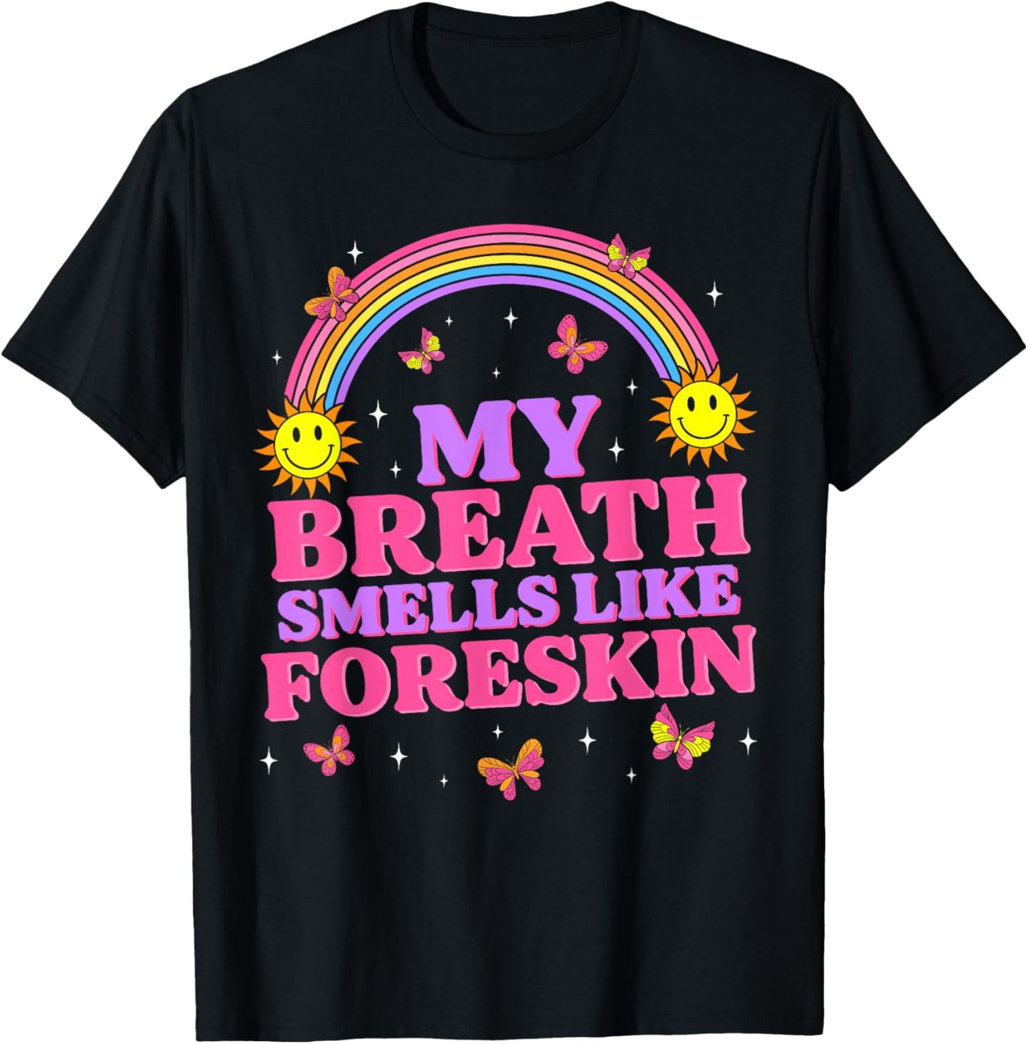 Inappropriate My Breath Smells Like Foreskin Retro Funny T-Shirt - T-Shirt | Black