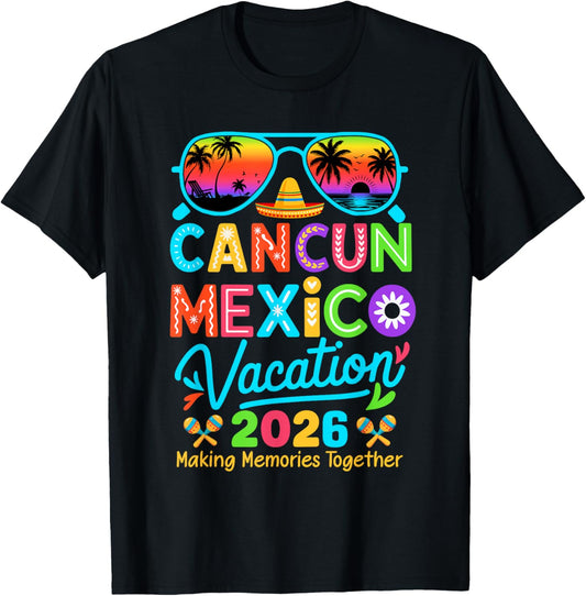 Cancun Mexico Vacation Beach 2026 Trip Matching Group Squad T-Shirt - T-Shirt | Black