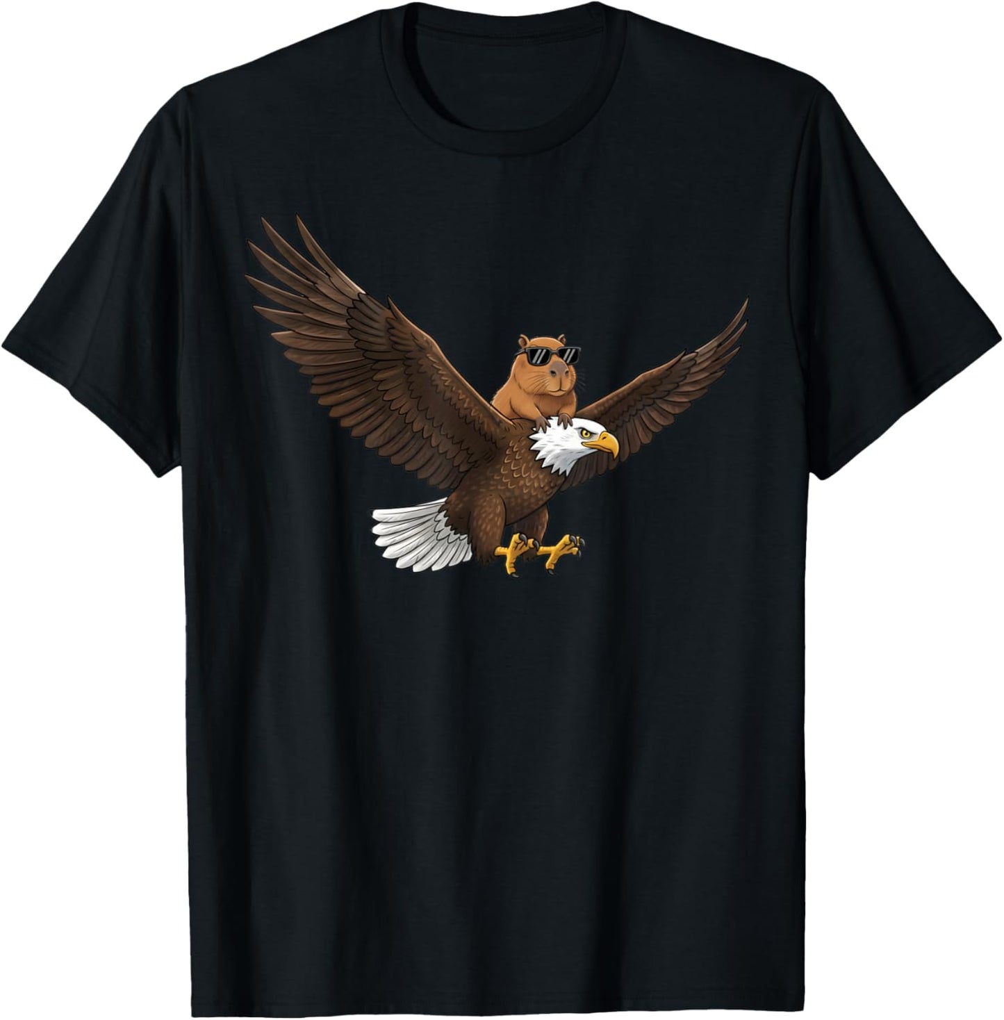 Capybara Eagle Lover Funny Graphic Boys Girls Kids T-Shirt - T-Shirt | Black