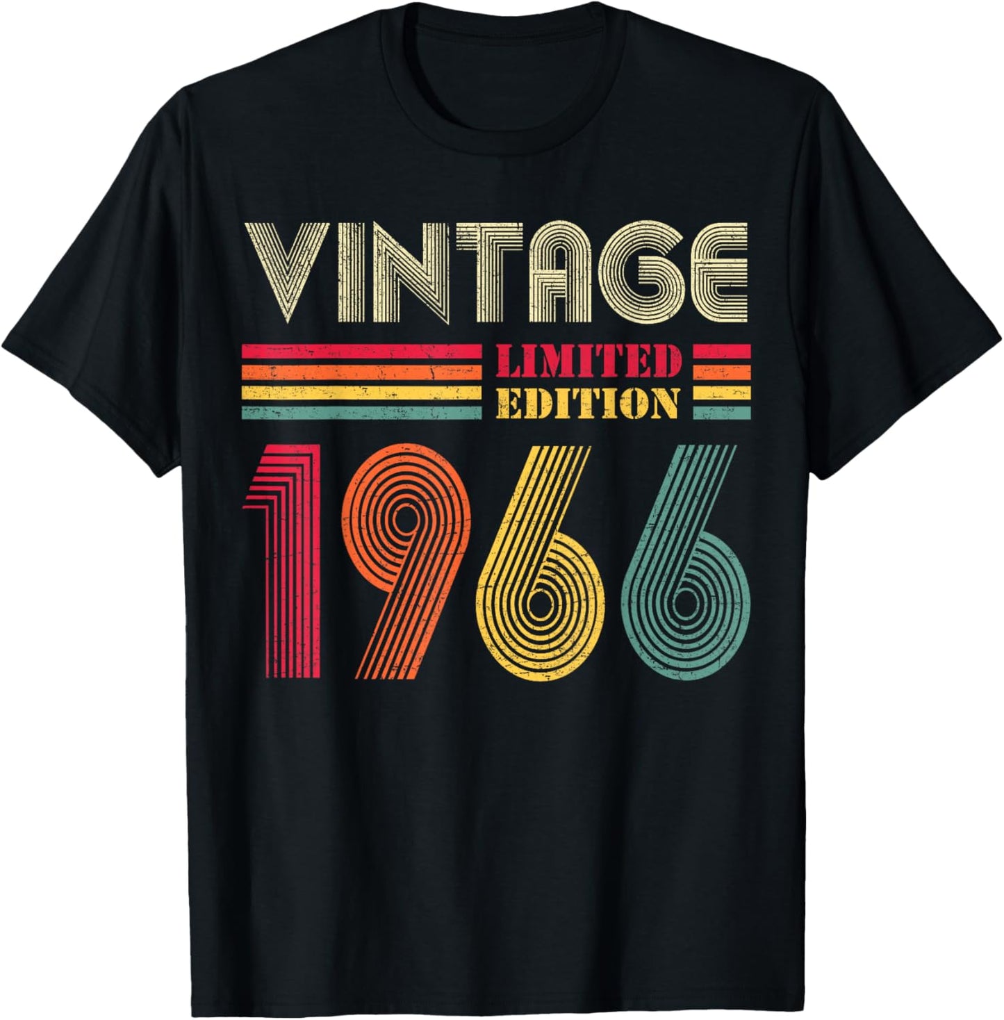 Vintage 1966 60th Birthday Gift Men Women 60 Years Old T-Shirt - T-Shirt | Black