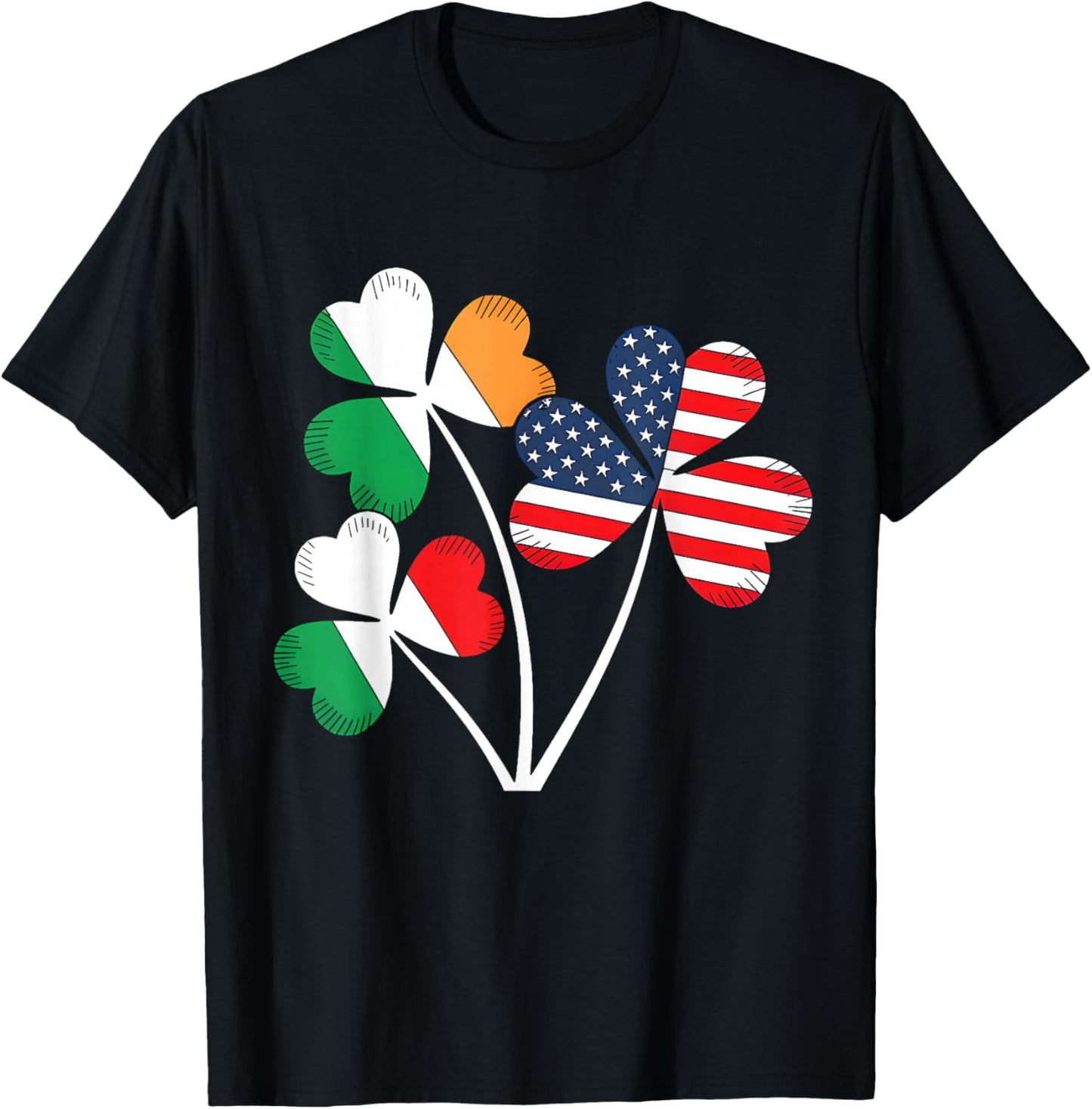 Irish Italian American Flag Ireland Italy St Patrick's Day T-Shirt - T-Shirt | Black