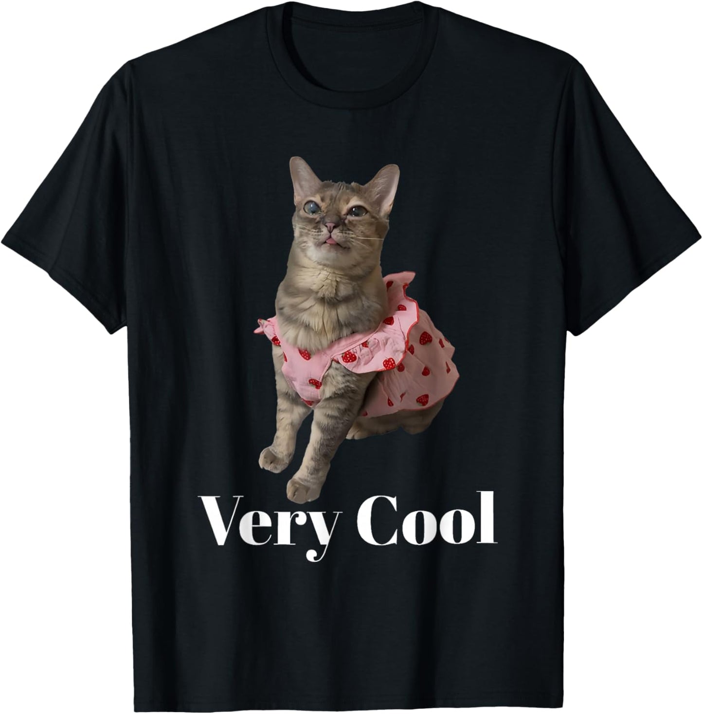 Gumbus Very Cool Strawberry Funny Brainrot Cat Dank Meme T-Shirt - T-Shirt | Black