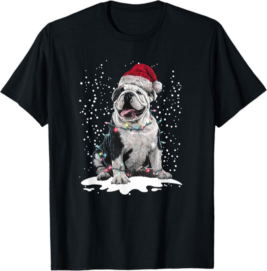 Dog Xmas Men Women Favorite English Bulldog Christmas T-Shirt - T-Shirt | Black
