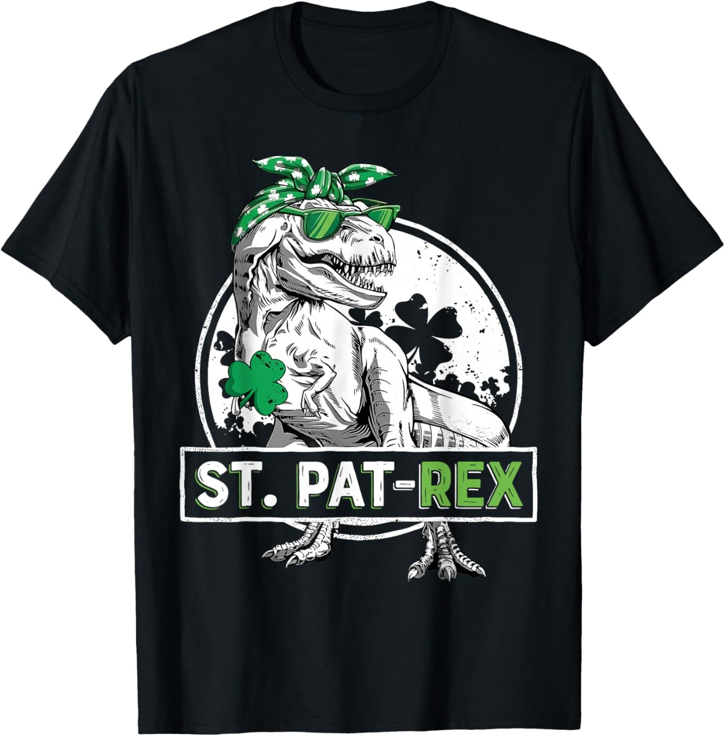 St Pat-Rex Funny T-Rex Dinosaur St Patrick's Day Boys Kids T-Shirt - T-Shirt | Black