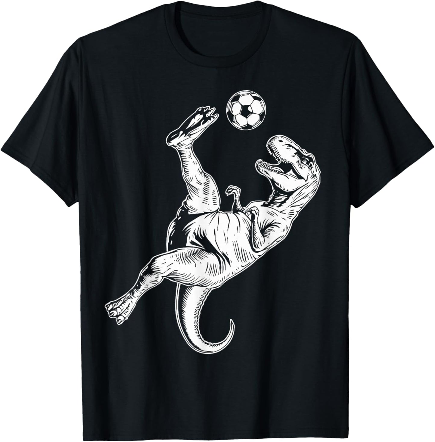 Soccer Dinosaur Kids Boys Men Soccer T-Shirt - T-Shirt | Black