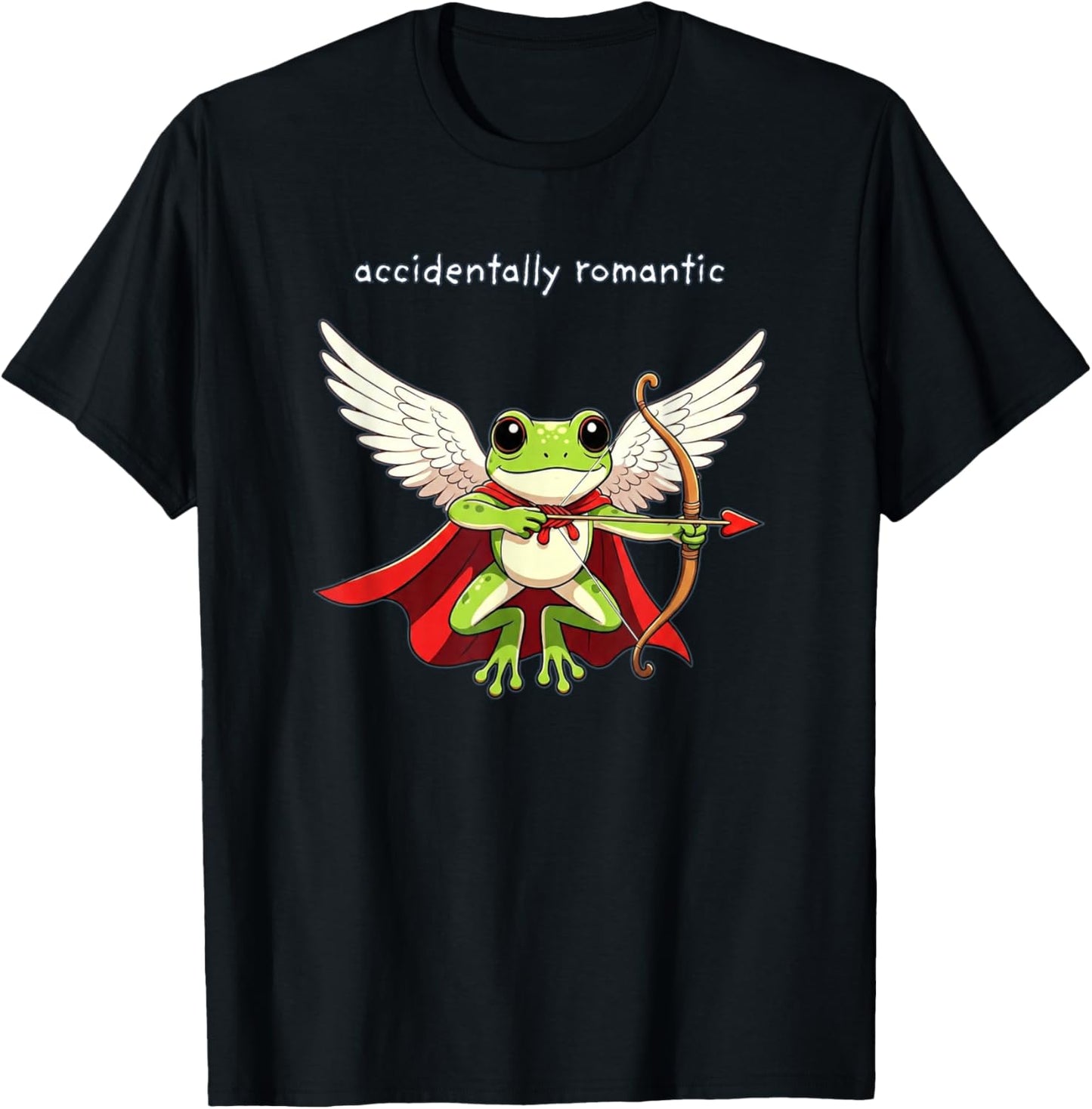 Cupid Frog Accidentally Romantic Cute Funny Valentine’s Day T-Shirt - T-Shirt | Black