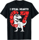 Valentine Day Boys Kids I Steal Hearts Dinosaur Truck 67 T-Shirt - T-Shirt | Black