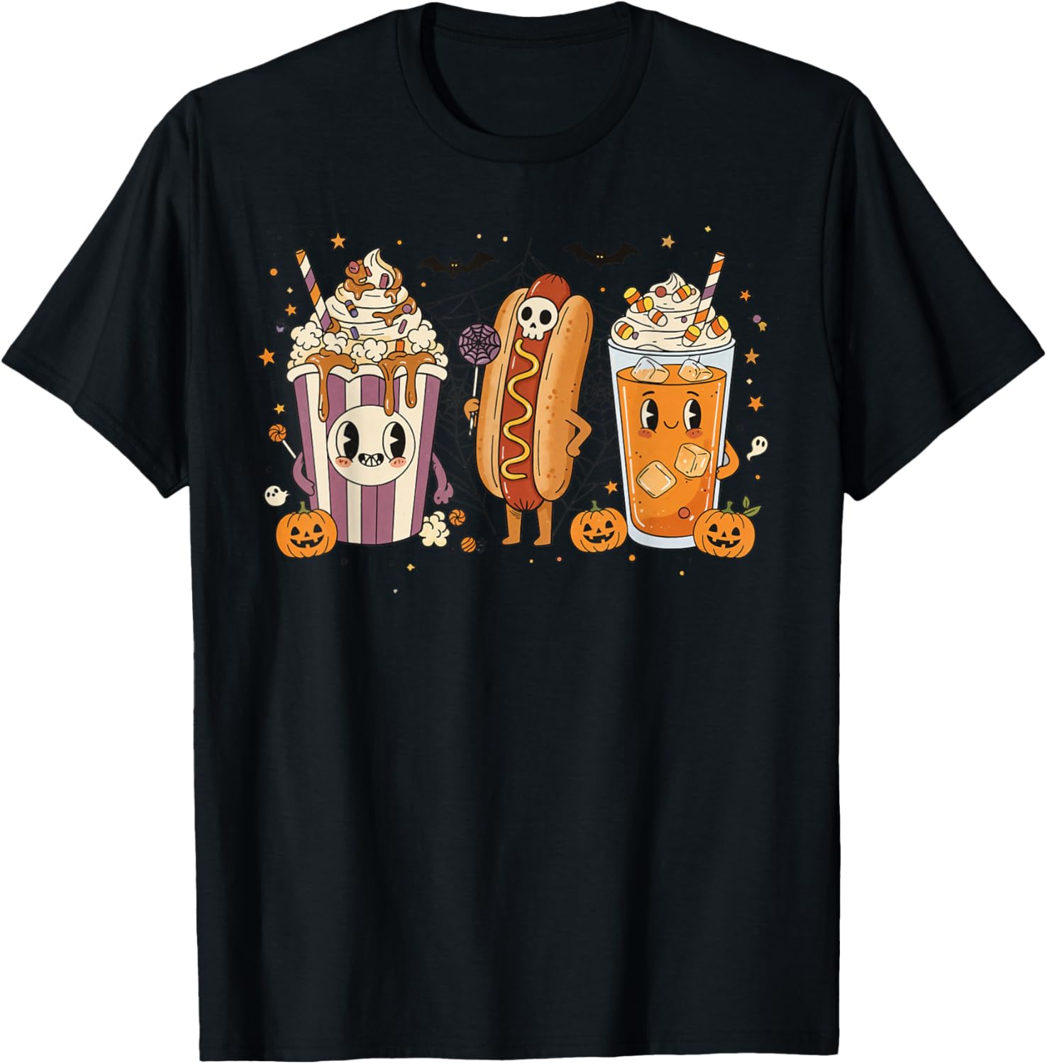 Horror Movie Snacks Cute Halloween Treats Spooky Horror Film T-Shirt - T-Shirt | Black