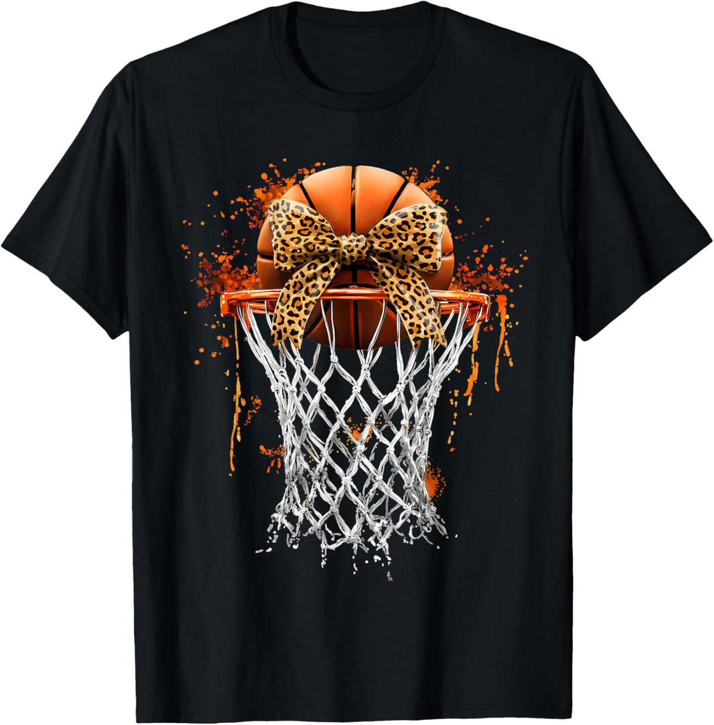 Basketball Coquette Bow Cute Basketball Player T-Shirt - T-Shirt | Black