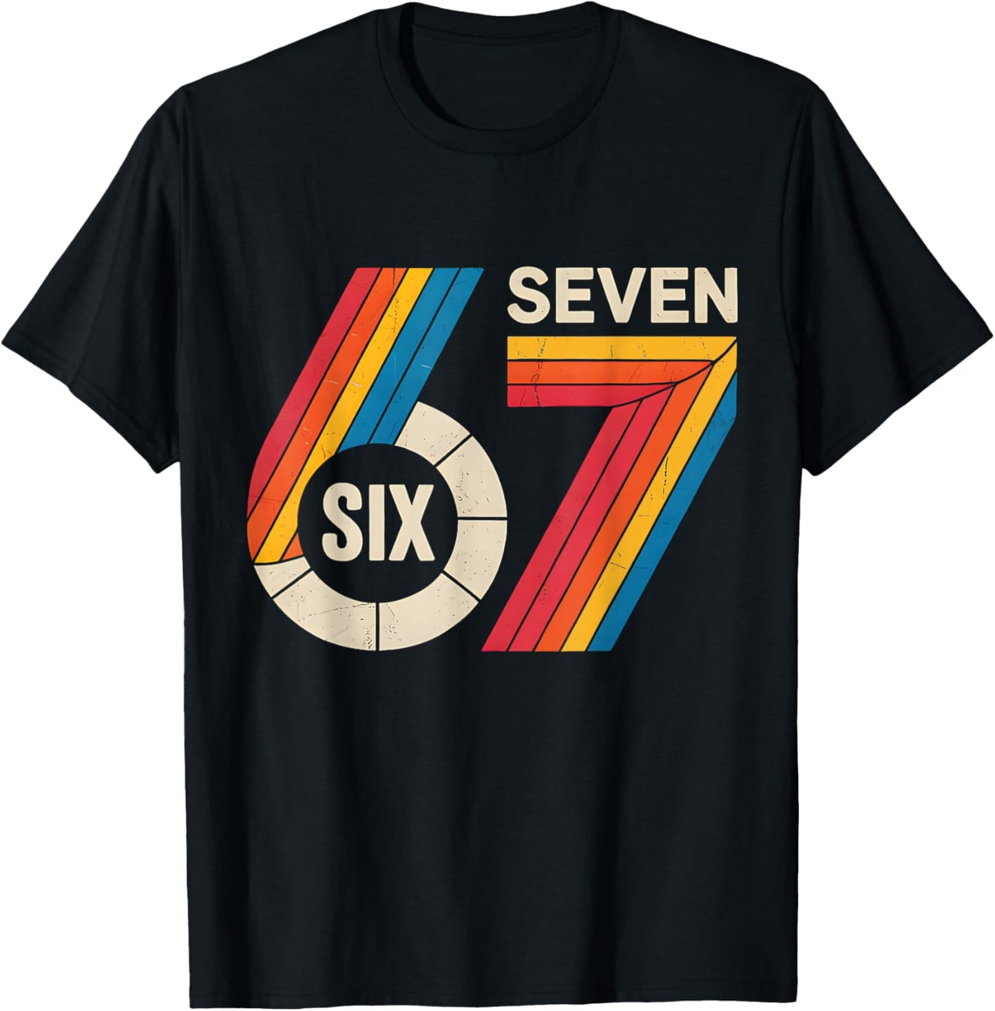 67 Six Seven Meme Vintage 6 7 Meme Costume Teen Boys Girls T-Shirt - T-Shirt | Black
