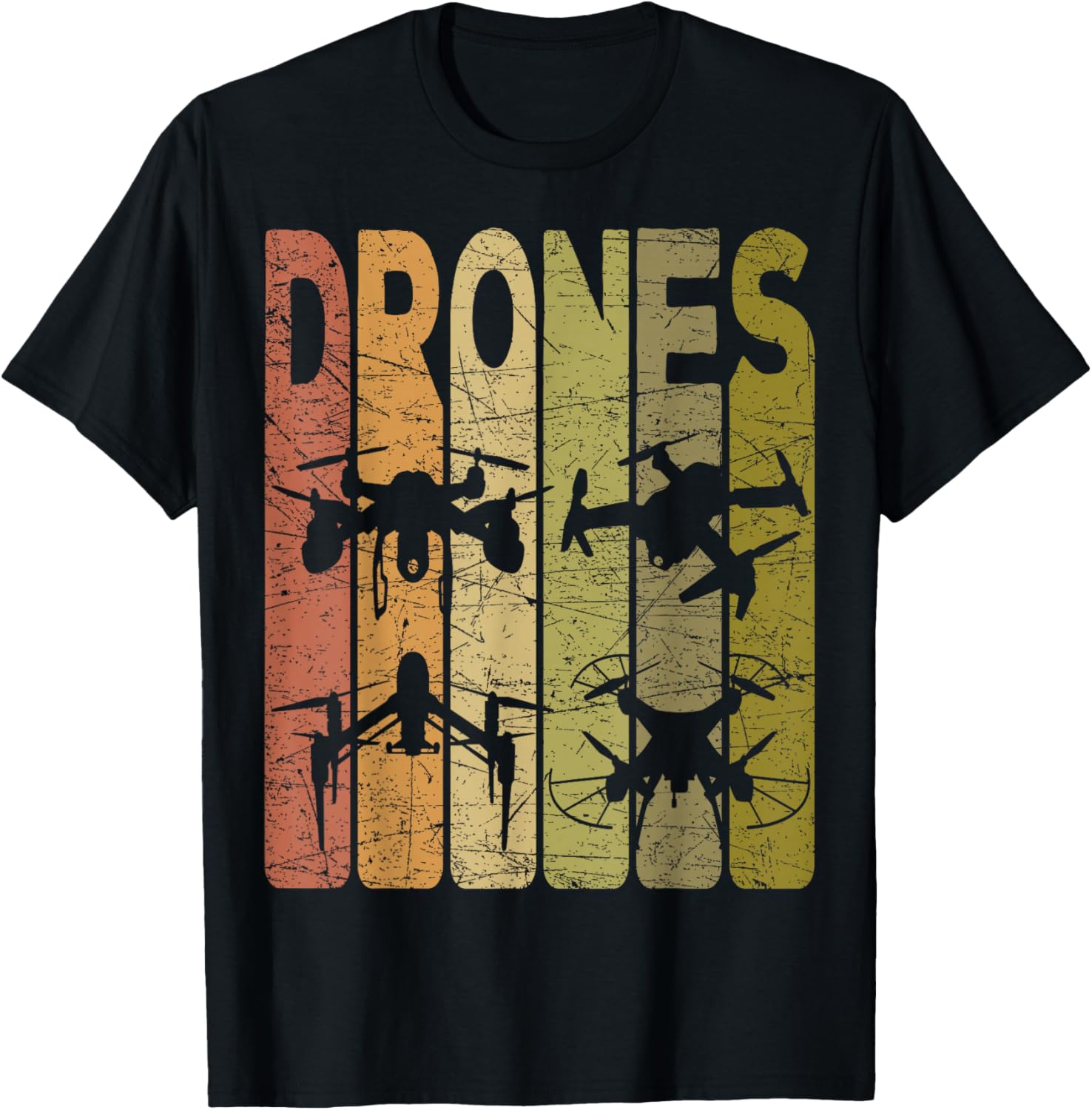 Drone Vintage RC Drone Pilot Retro Quadcopter T-Shirt - T-Shirt | Black