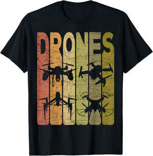 Drone Vintage RC Drone Pilot Retro Quadcopter T-Shirt - T-Shirt | Black