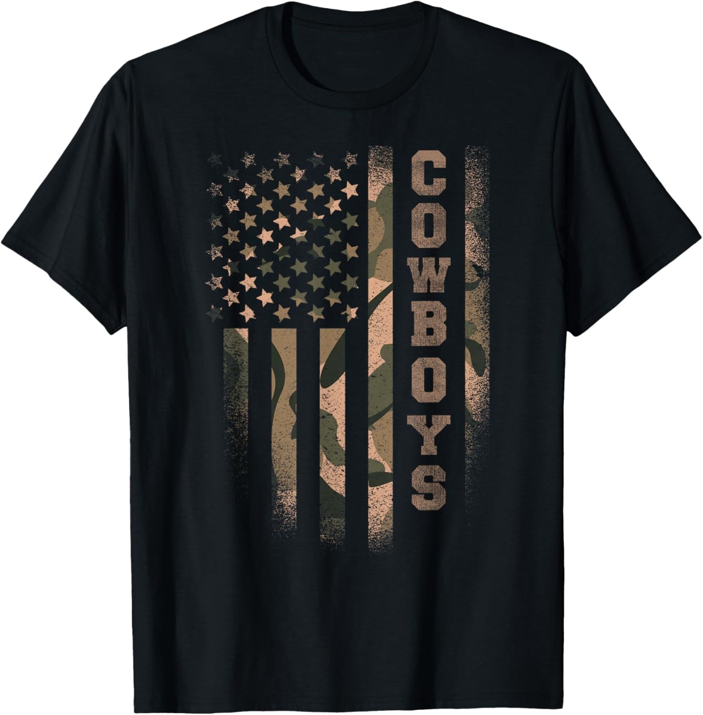 Cowboys Camo USA Flag Patriotic Design Women $ Kids T-Shirt - T-Shirt | Black