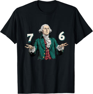 Six Seven George Washington 6-7 7 6 Humor 7endy Meme T-Shirt - T-Shirt | Black