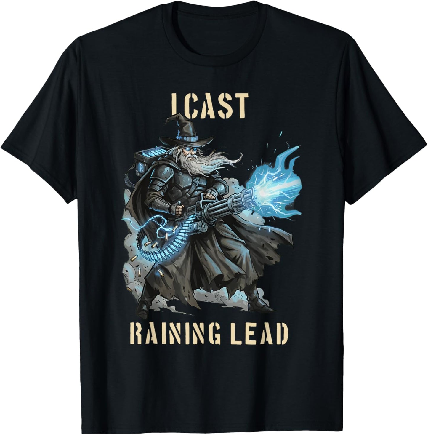 I Cast Raining Lead Funny Magic Wizard Fantasy Gaming Meme T-Shirt - T-Shirt | Black