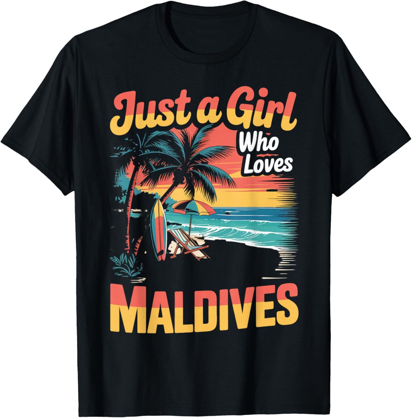 Island Tropical Surfing Maldivian Girl Who Loves Maldives T-Shirt - T-Shirt | Black