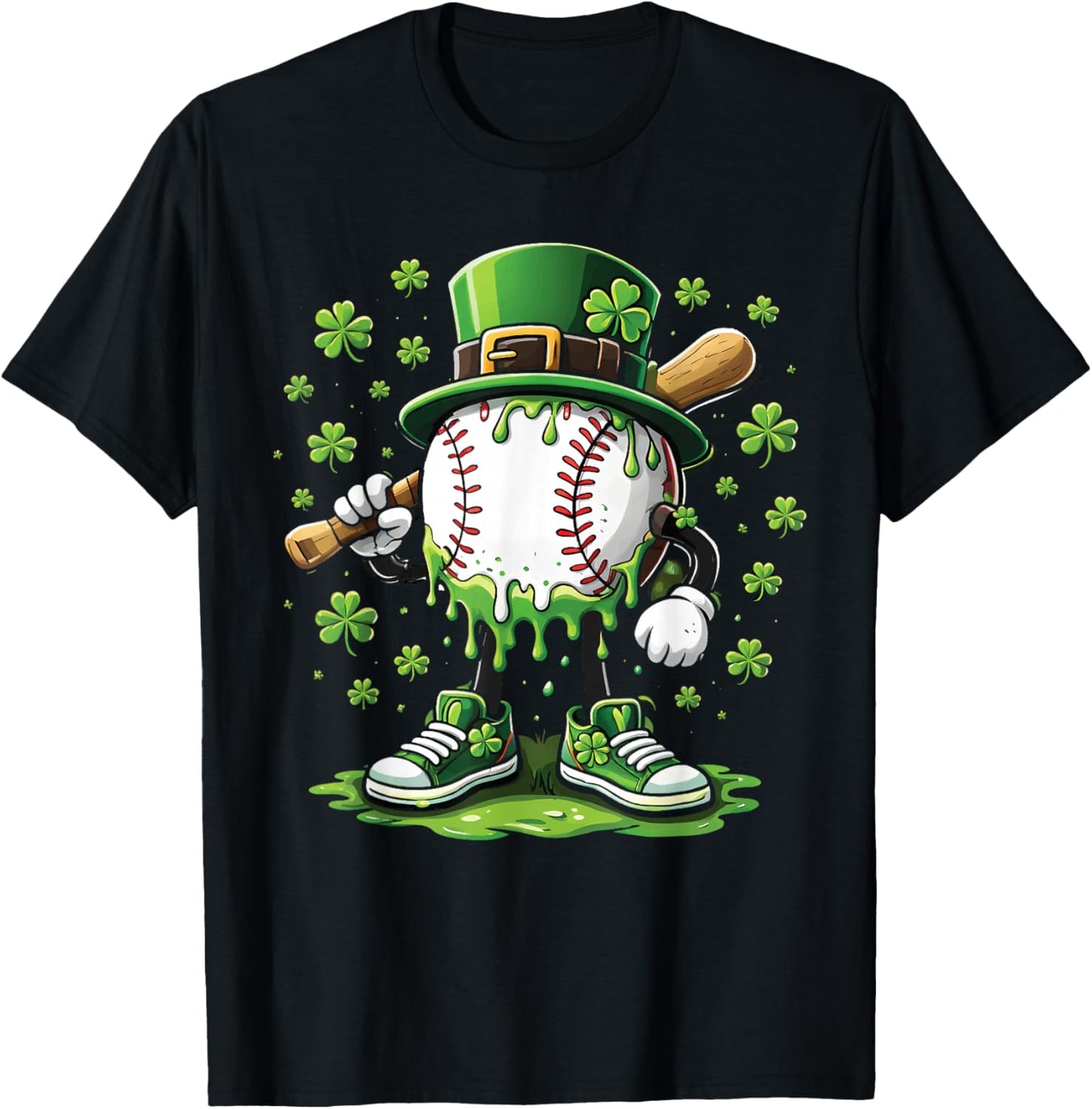 Baseball Drip Icecream Apparel Youth Boys Kid St Patrick Day T-Shirt - T-Shirt | Black