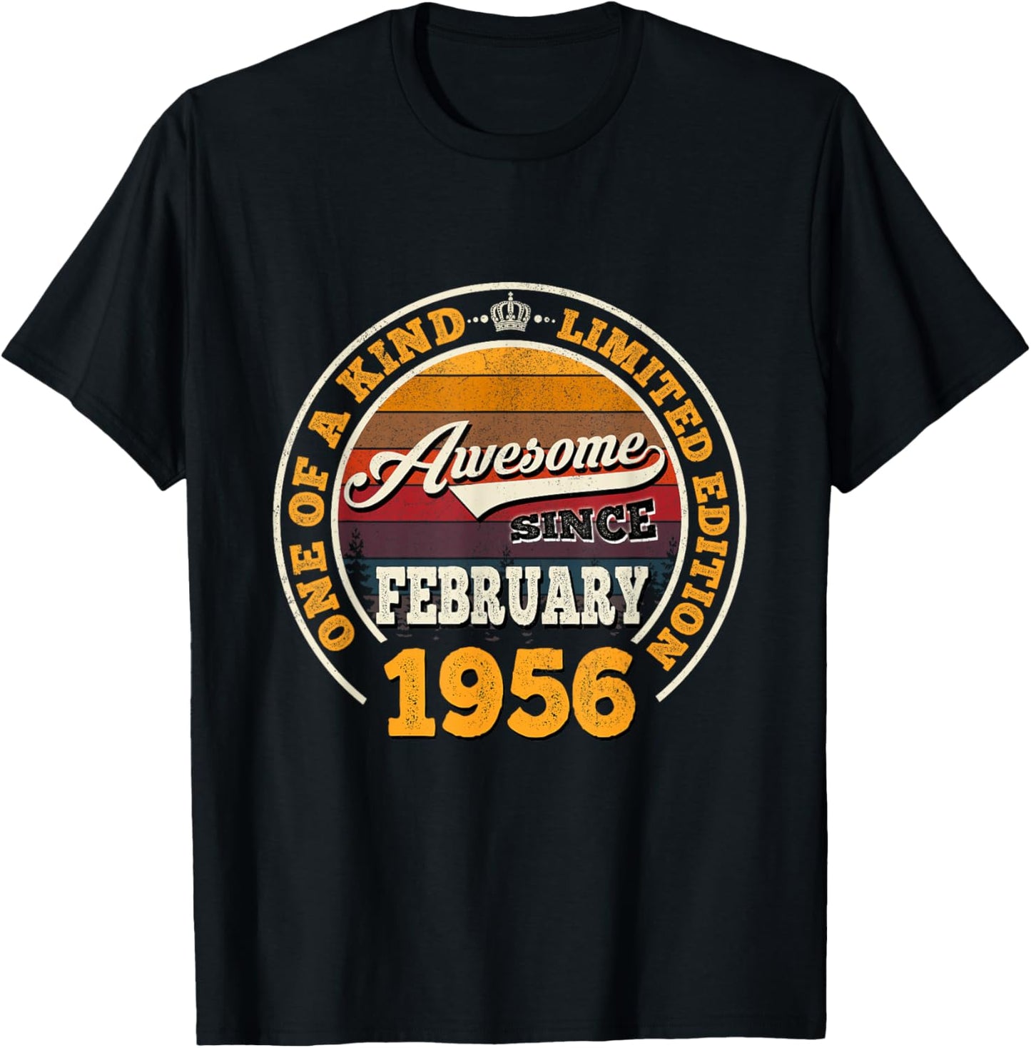 70th Birthday Gift Awesome Since February 1956 70 Years Old T-Shirt - T-Shirt | Black