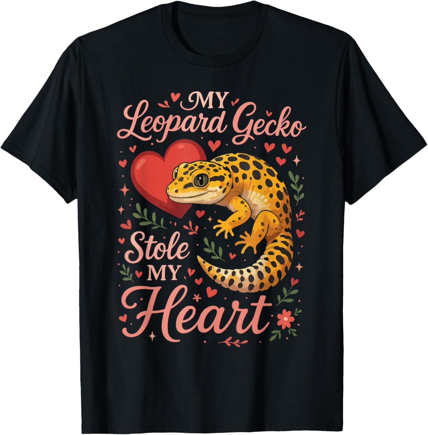 Leopard Gecko Valentines Day My Leopard Gecko Stole My Heart T-Shirt - T-Shirt | Black