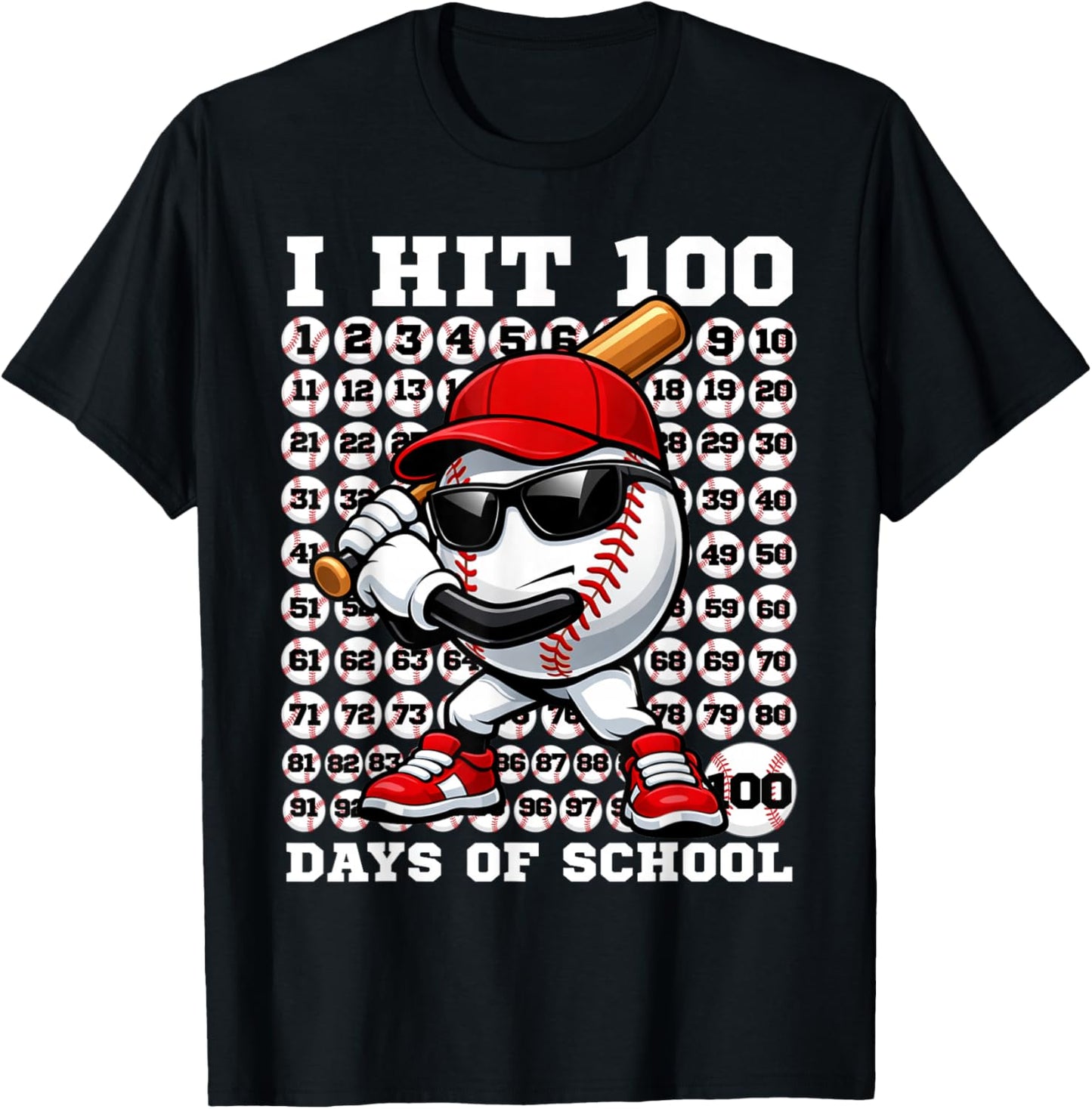 100 Days of School Retro Baseball Sport for Boys Teachers T-Shirt - T-Shirt | Black