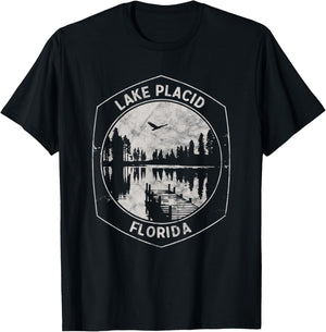 Vintage Lake Placid Florida Outdoors Vacation T-Shirt - T-Shirt | Black
