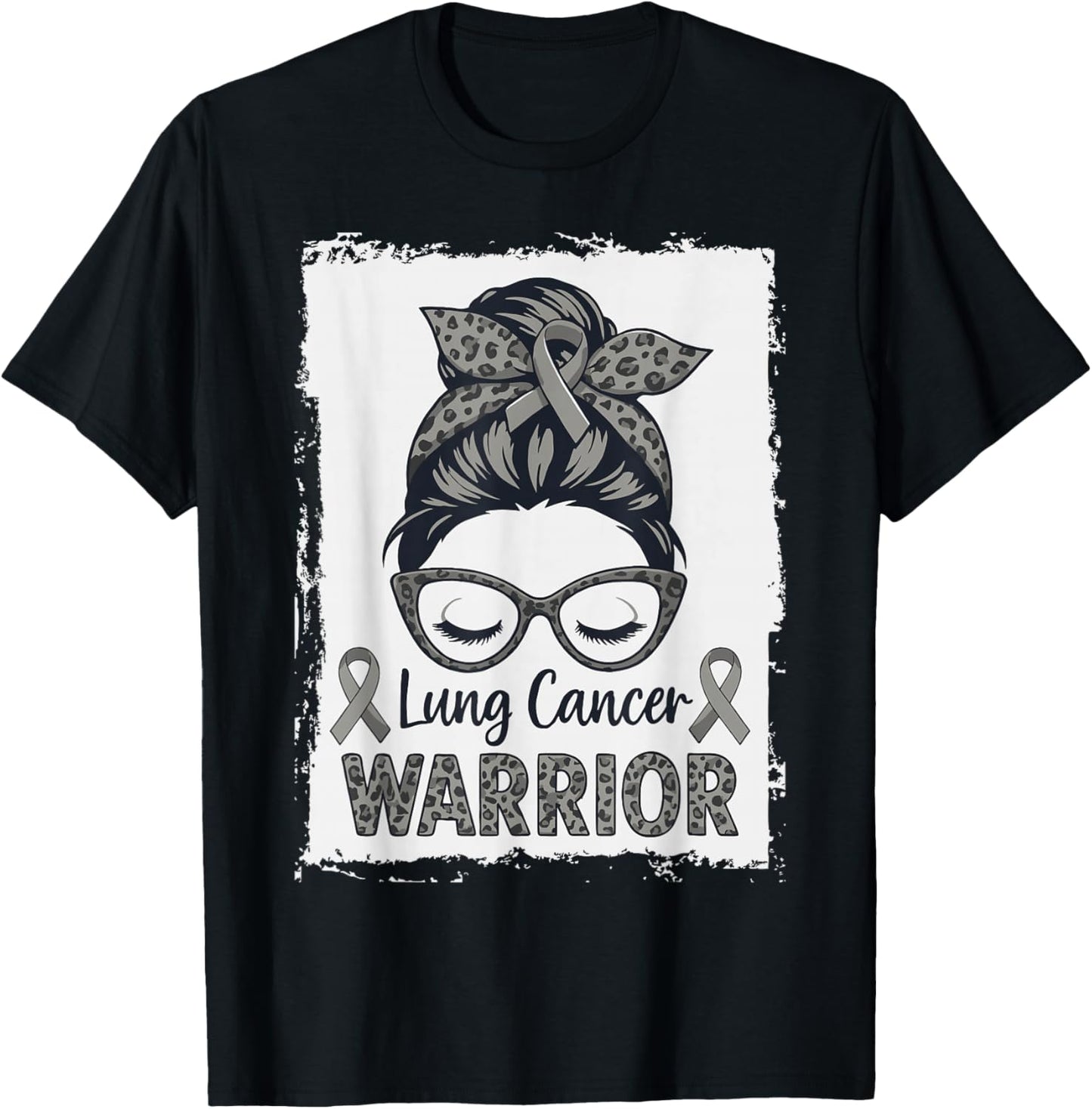 Warrior Lung Cancer Month Awareness White Ribbon Support T-Shirt - T-Shirt | Black