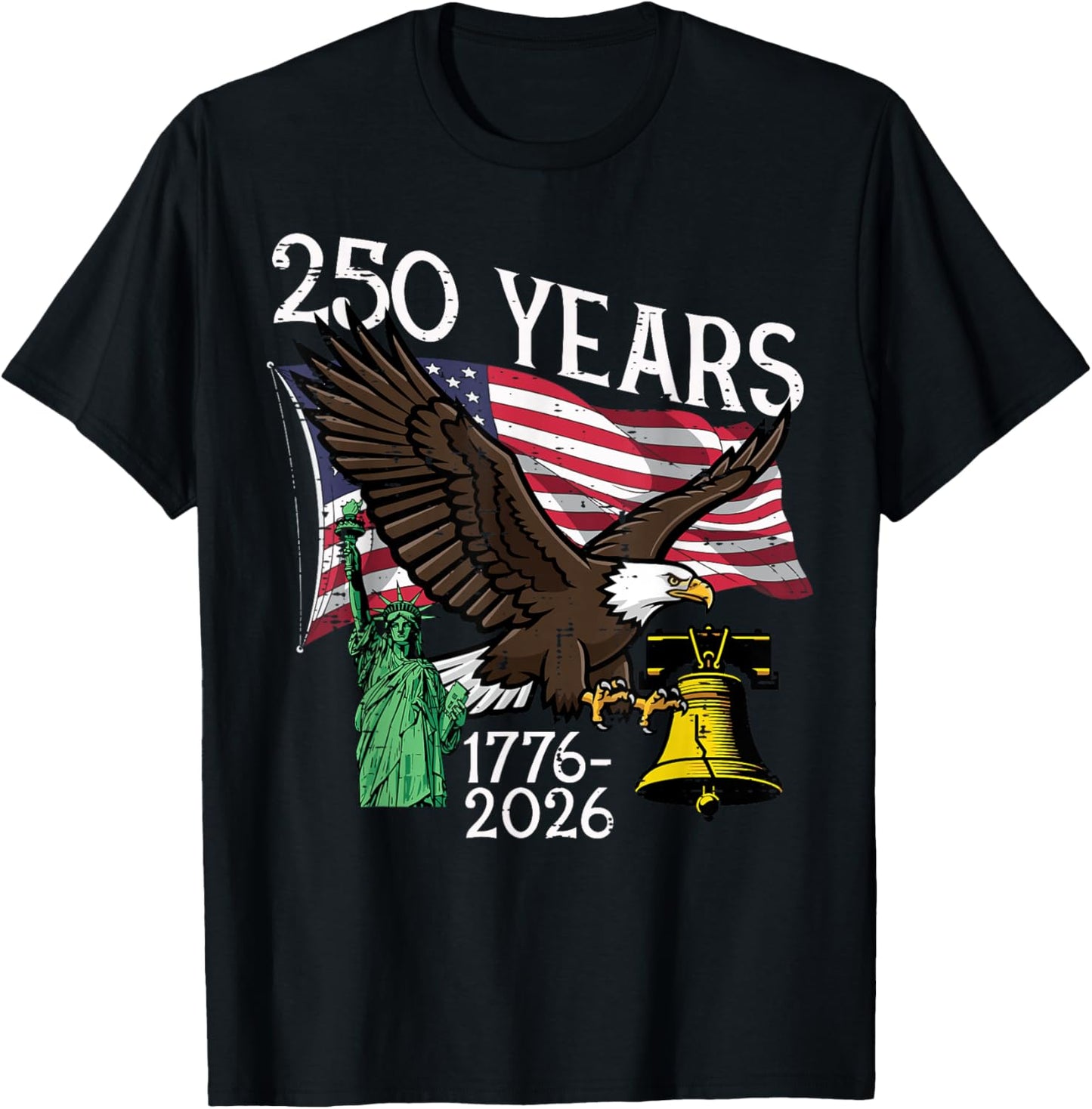 250 Years American 1776 2026 250th Anniversary USA Women Men T-Shirt - T-Shirt | Black