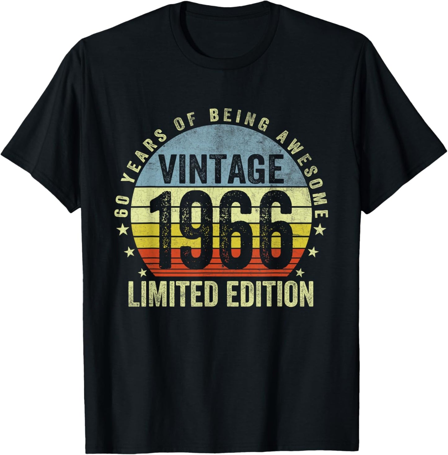 Vintage 1966 60th Birthday Gifts 60 Years of Being Awesome T-Shirt - T-Shirt | Black