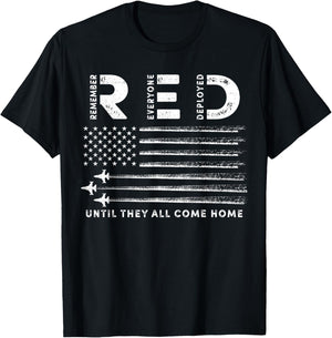 Remember Everyone Deployed RED Friday Military American Flag T-Shirt - T-Shirt | Black