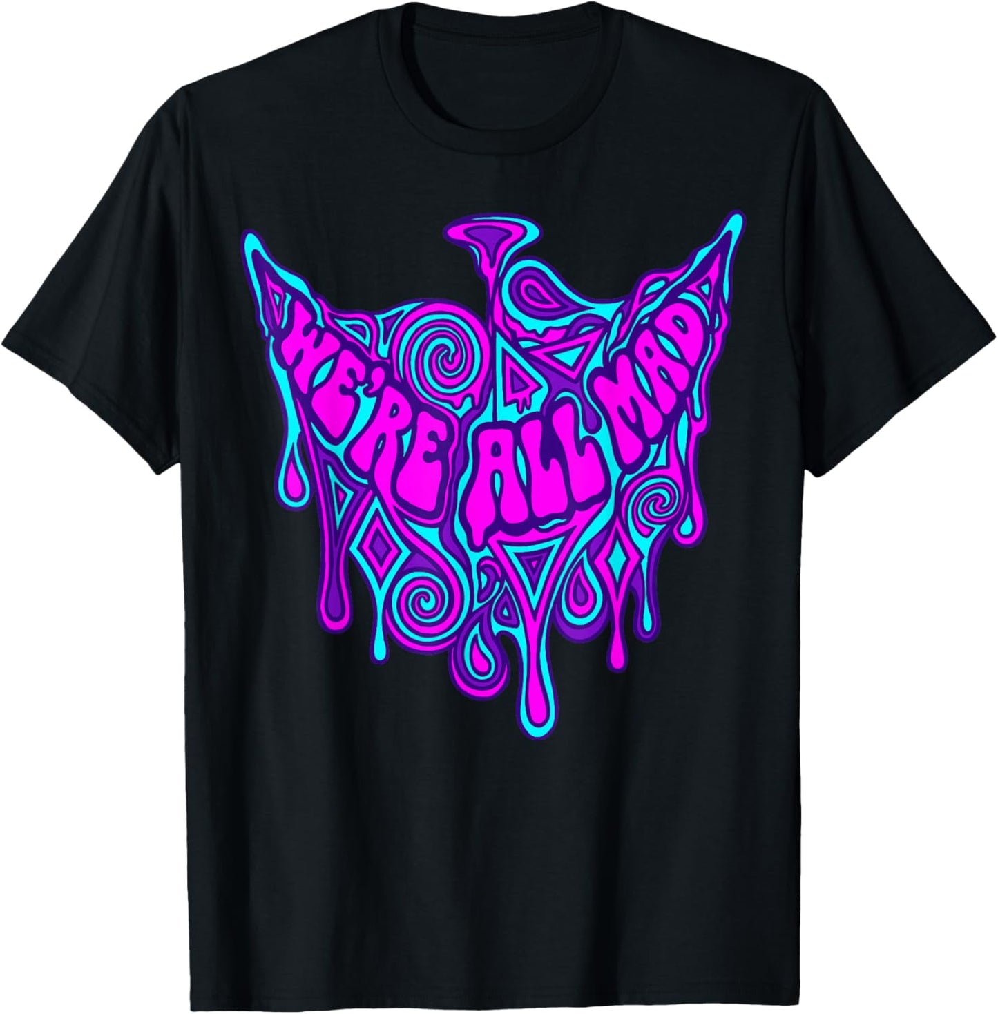 Alice in Wonderland Characters Lewis Carroll Illustration T-Shirt - T-Shirt | Black