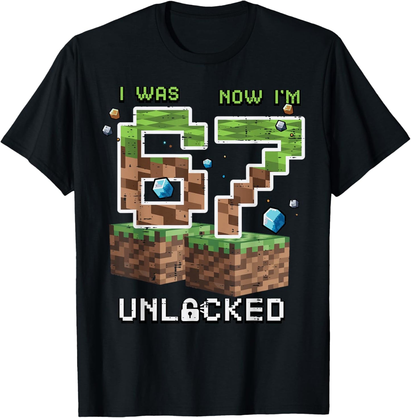 7th Birthday I was 6 Now Im 7 Unlocked 67 Boys Kids Youth T-Shirt - T-Shirt | Black