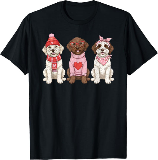 Cute Lagotto Romagnolo Valentine Dog T-Shirt - T-Shirt | Black