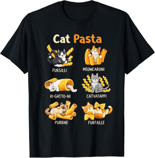 Cat Pasta Cat Lover Pasta Spaghetti Lover Italian Cuisine T-Shirt - T-Shirt | Black