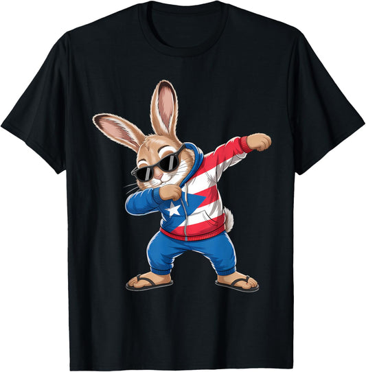 Puerto Rico Flag Rabbit Puerto Rican Bunny T-Shirt - T-Shirt | Black