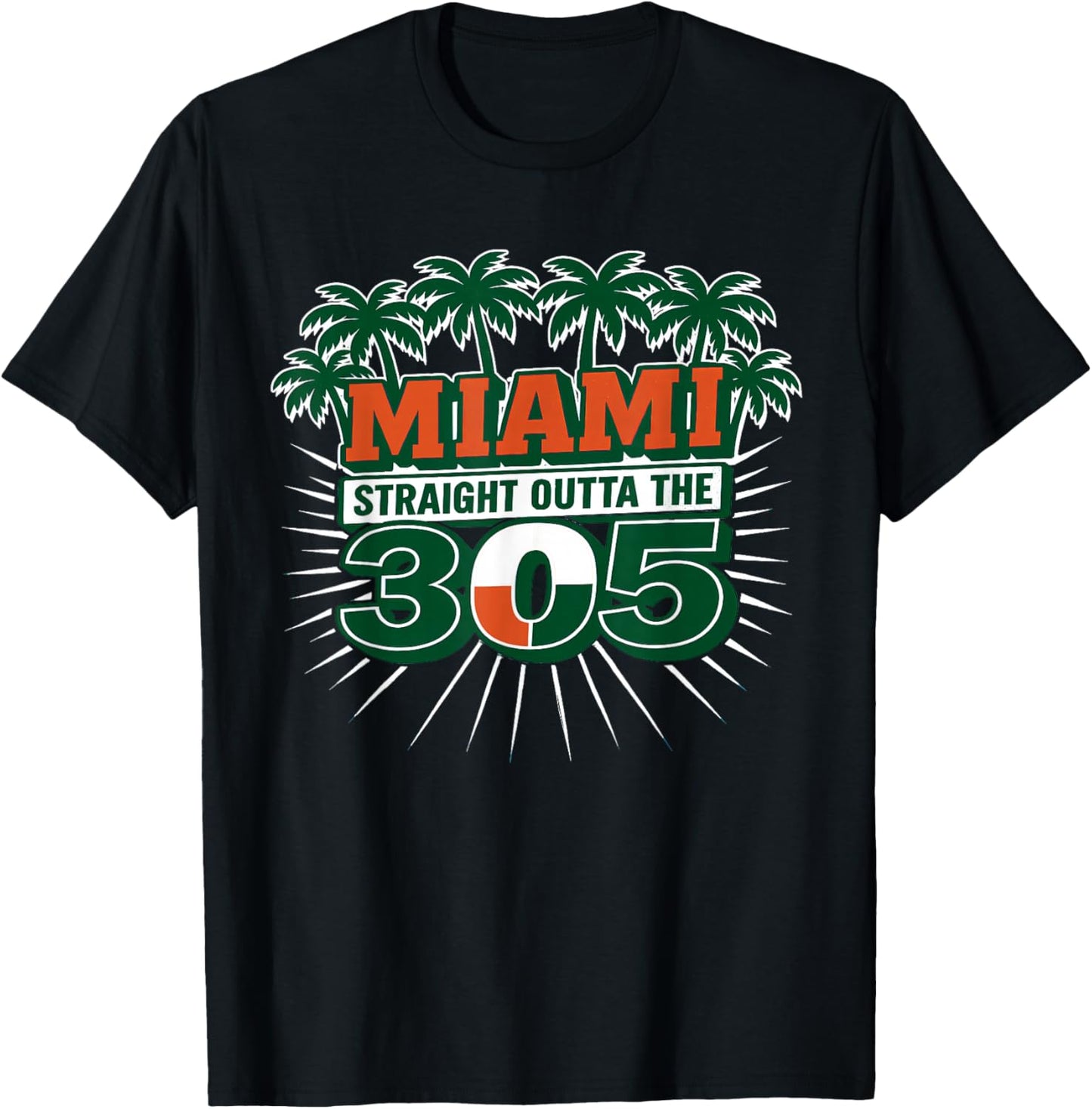 Miami Straight Outta Palm Tree Comic Pop Art City Pride T-Shirt - T-Shirt | Black
