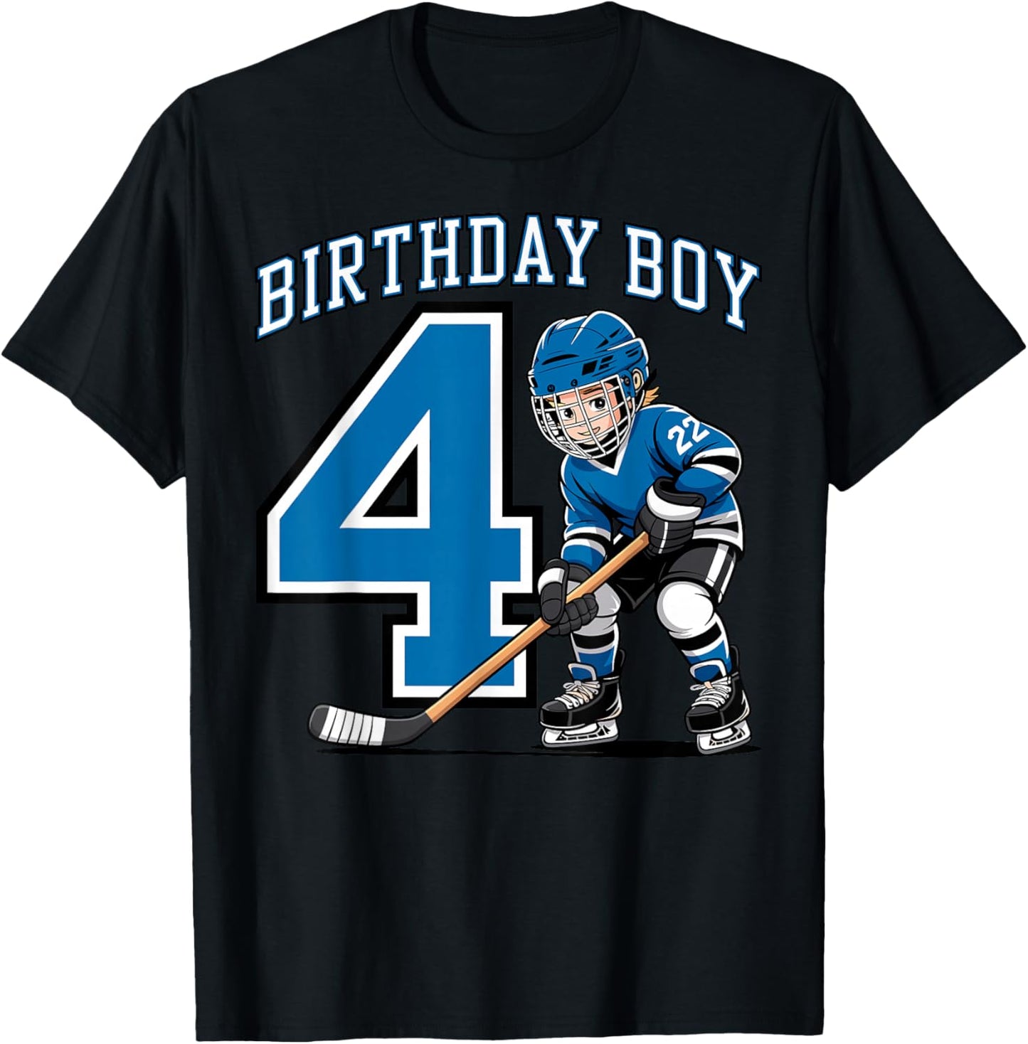 Ice Hockey 4 Years Birthday Boy 4th Bday Kids Hockey Party T-Shirt - T-Shirt | Black