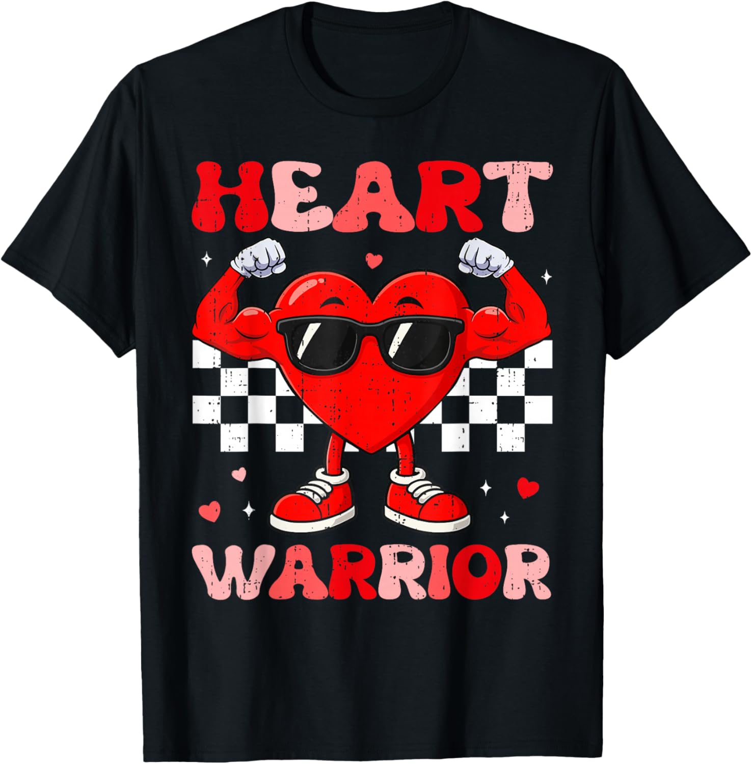 Heart Warrior Heart Disease Awareness Month Red Heart T-Shirt - T-Shirt | Black
