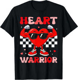 Heart Warrior Heart Disease Awareness Month Red Heart T-Shirt - T-Shirt | Black