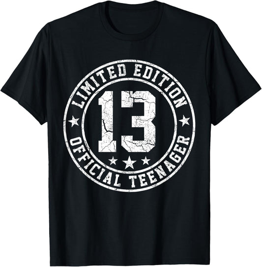13th Bday Boys Official Teenager Limited Edition Birthday T-Shirt - T-Shirt | Black