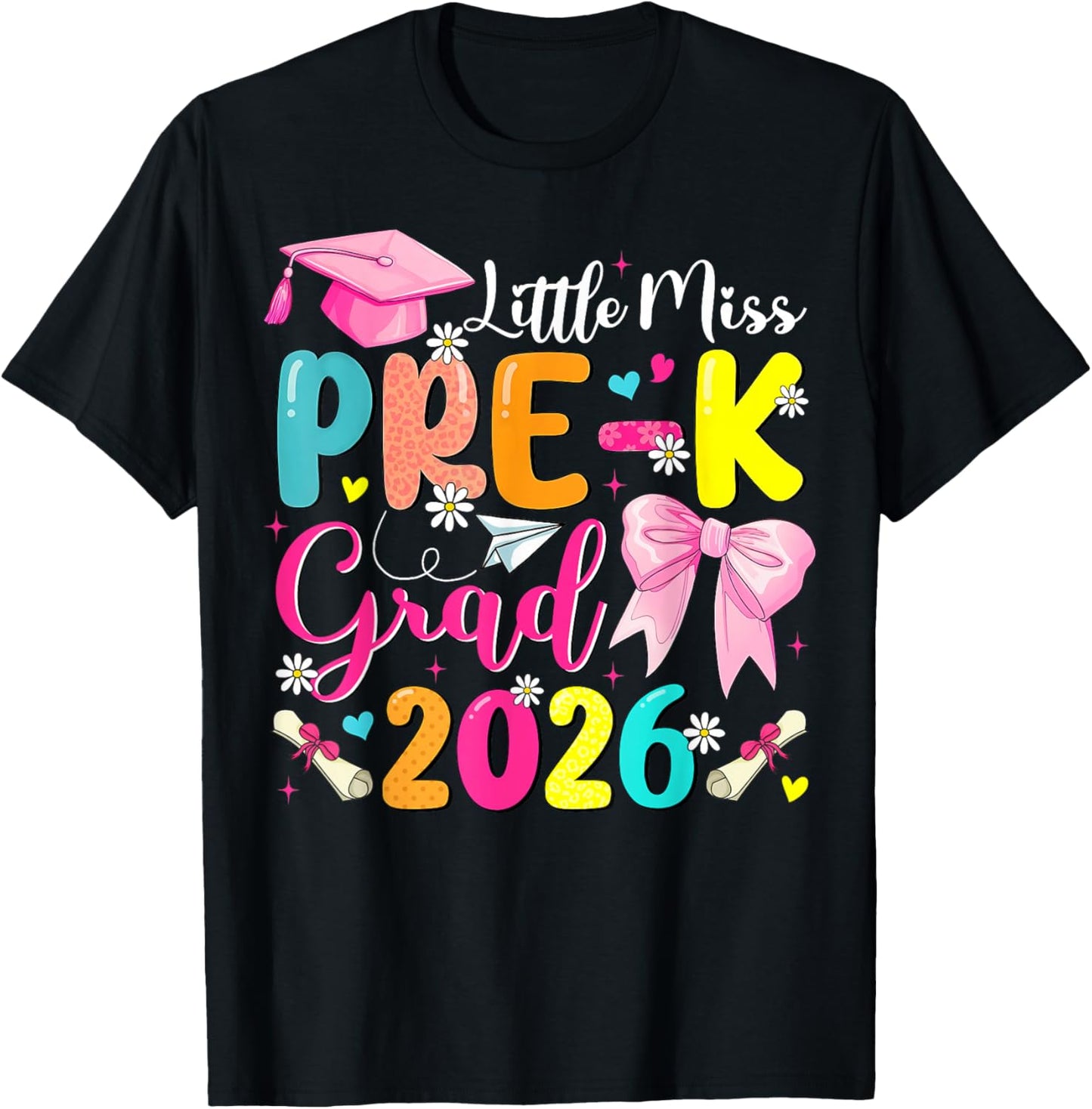 Little Miss Pre-K Grad 2026 Preschool Graduation Kids Girls T-Shirt - T-Shirt | Black