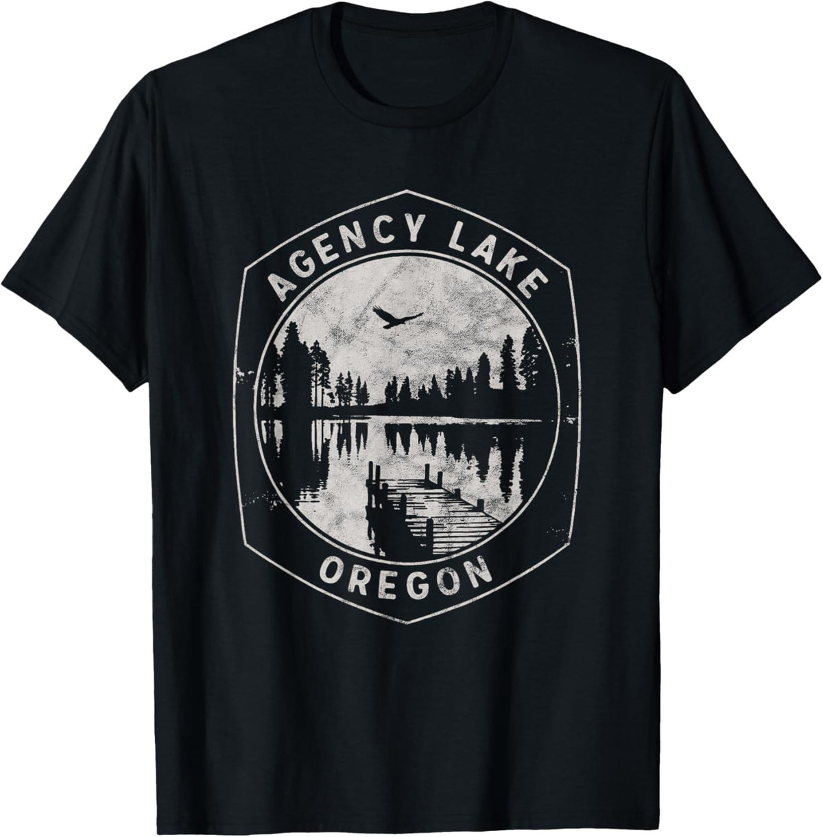 Vintage Agency Lake Oregon Outdoors Vacation T-Shirt - T-Shirt | Black