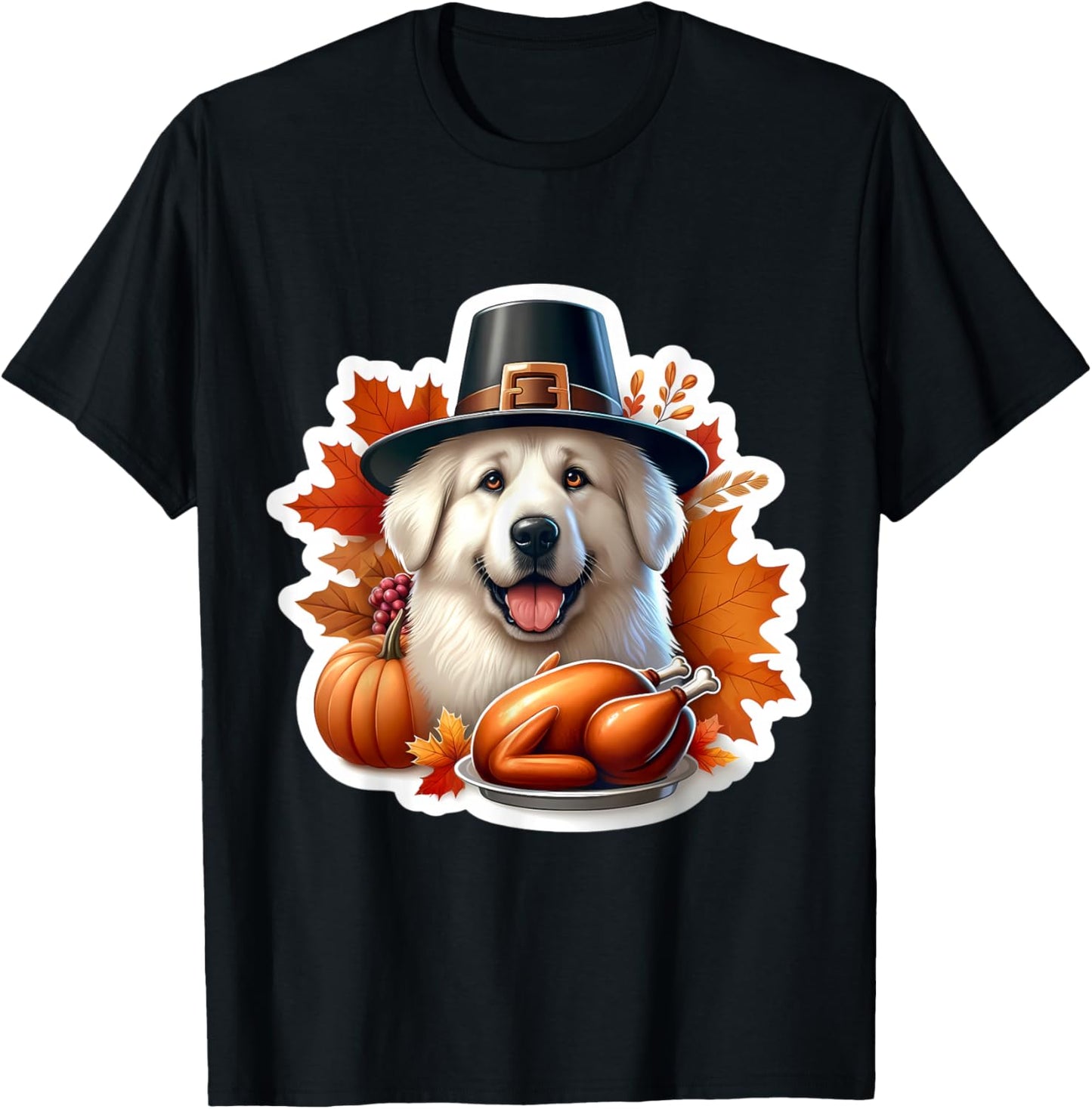 Thanksgiving Great Pyrenees Dog Owner Lover Funny Turkey Mom T-Shirt - T-Shirt | Black