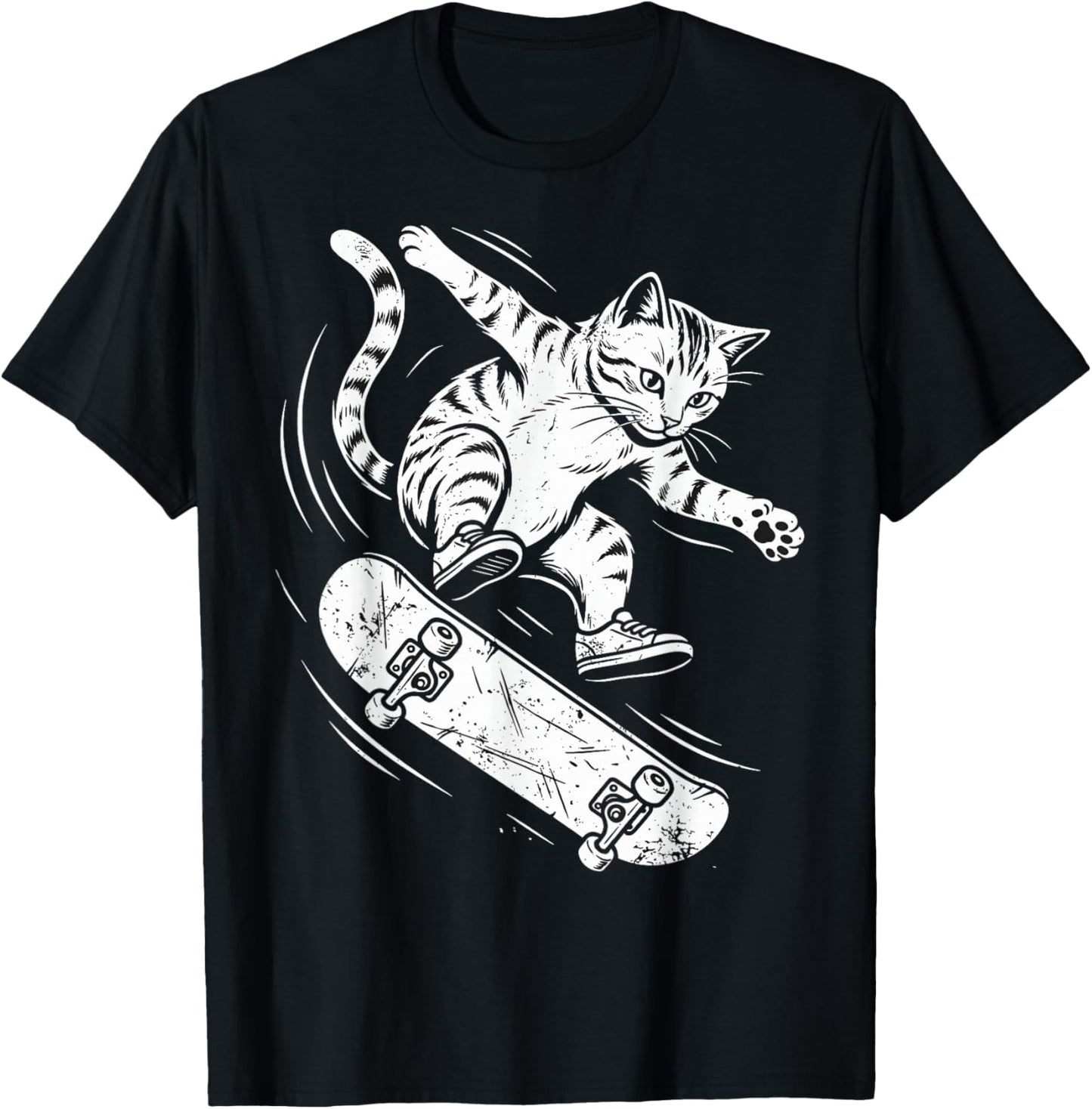 Funny Cat Skater Skateboard Player Skateboarding Girls T-Shirt - T-Shirt | Black