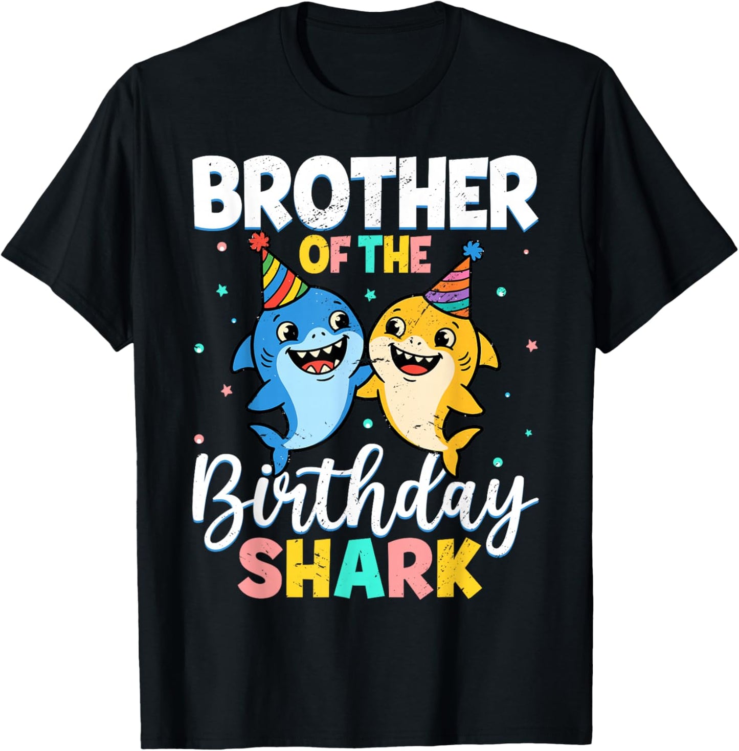Brother of Birthday Shirt Shark Party Family Birthday Boys T-Shirt - T-Shirt | Black