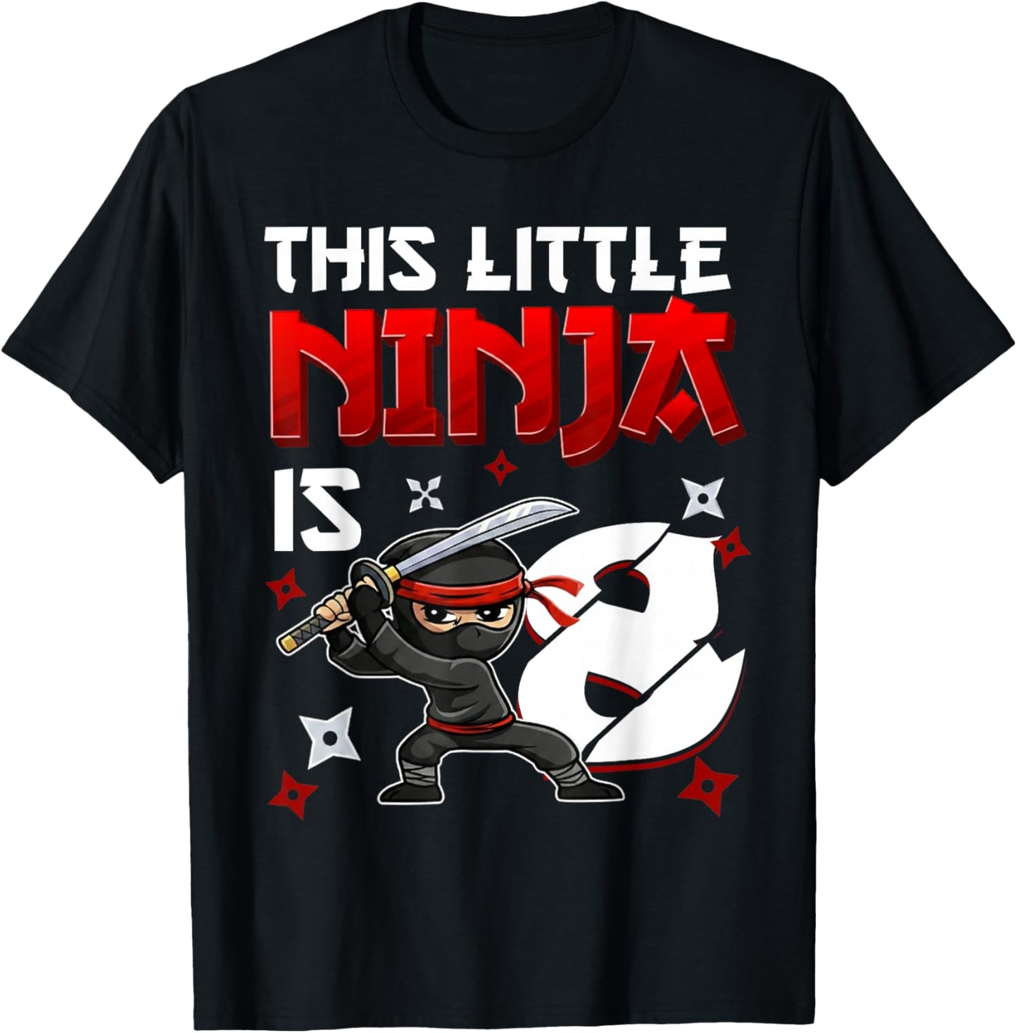 This Little Ninja is 8 Year Old 8th Birthday Ninja Boys Kids T-Shirt - T-Shirt | Black