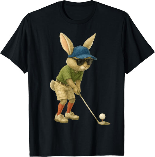 Easter Golf Bunny Rabbit Golfer Golf Player Dad Men Boys T-Shirt - T-Shirt | Black